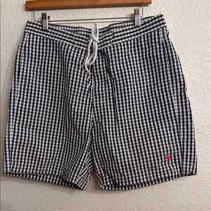 Brooks Brothers Navy and White Checkered Swim Shorts